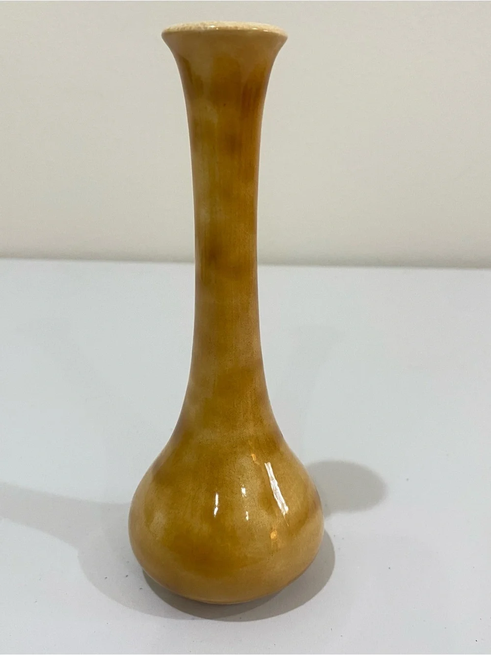 Vintage Hand Painted Cardinal Ceramic Glazed Bud Flower Vase 6” MCM Rustic